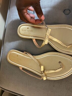 kate spade Metallic Gold Bow Thong Sandals